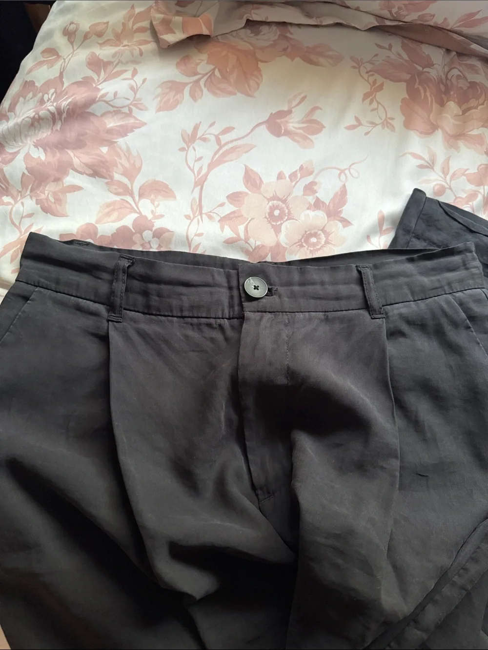 Zara Dark Gray Wide-Leg Linen Blend Pants